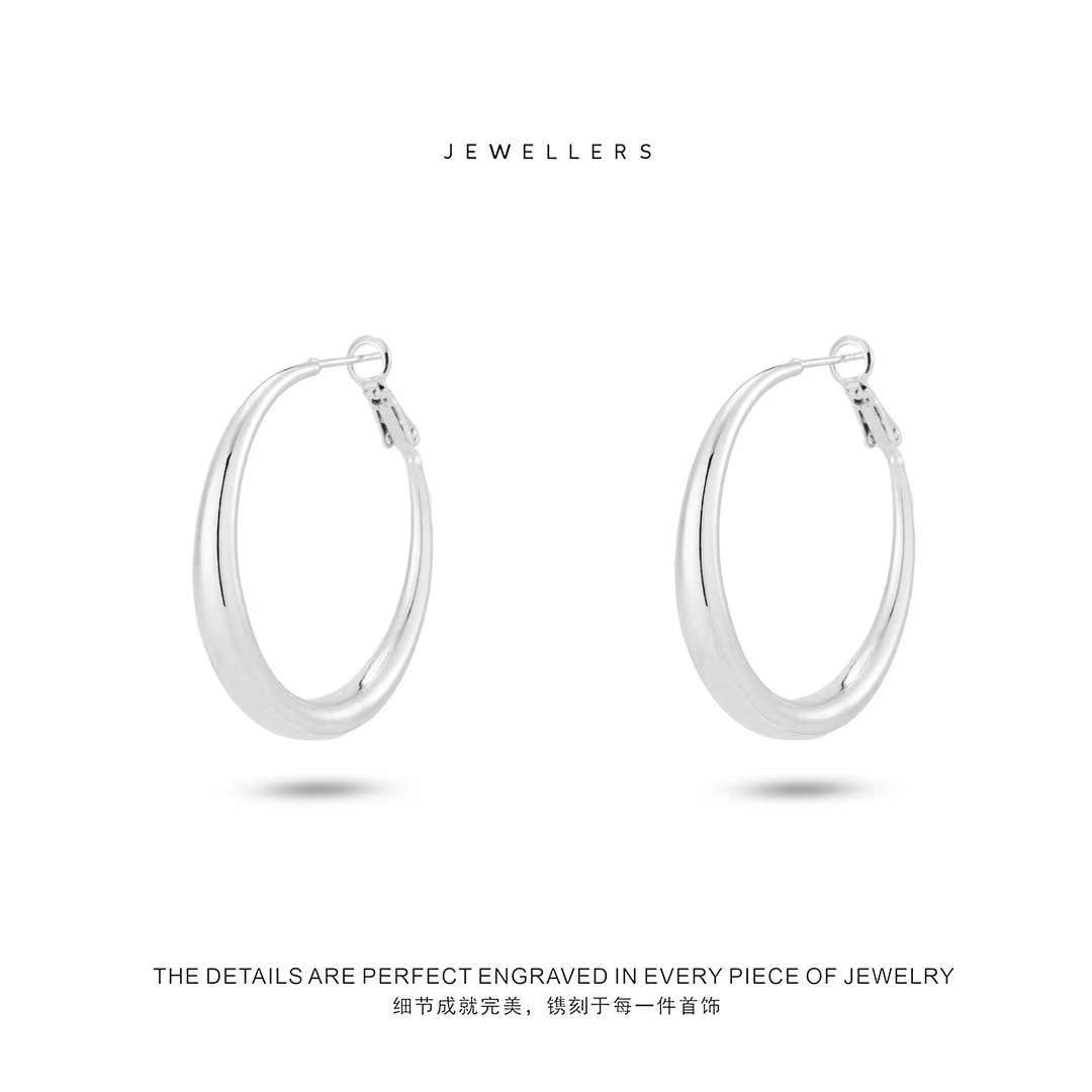 黄铜耳饰 镀K金 韩系月牙耳圈4cm