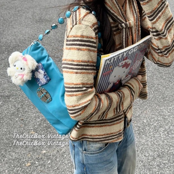 95新 MIU MIU/缪缪 只盒/稀有松石蓝树脂宝石2ways单肩包