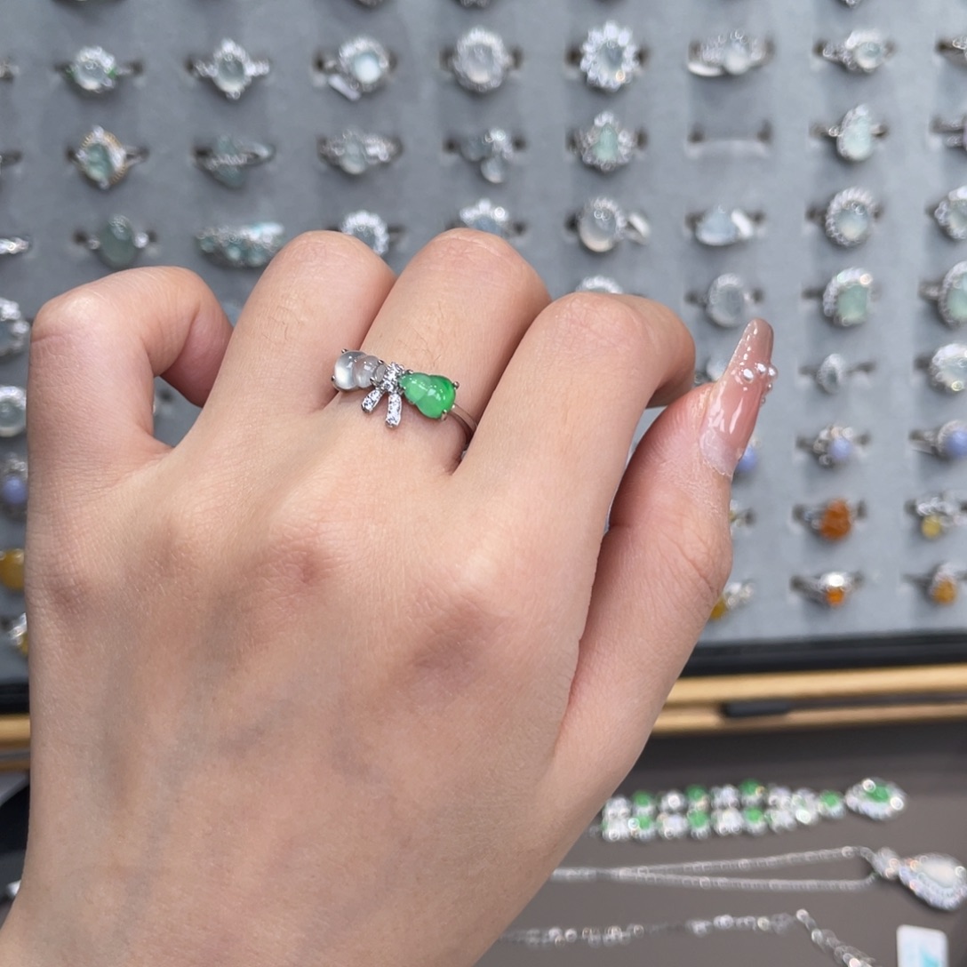 翡翠银S925镶嵌戒指