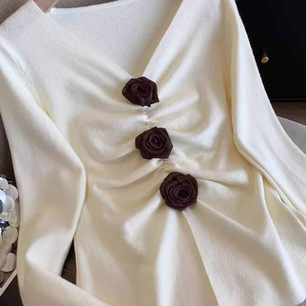 毛针织衫长袖静奢风毛衣白色纯色ins修身上衣薄款网红气质