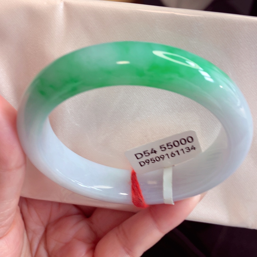 未镶嵌手镯翡翠54贵妃白底青（7号）