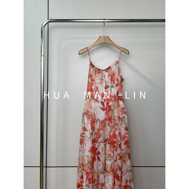 【花滿林】肩带可调节露背大摆蛋糕吊带裙42324