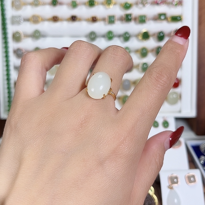 和田玉颈饰银S925镀金镶嵌