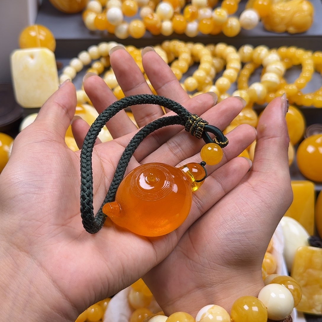 琥珀珠宝奇石未镶嵌把把壶