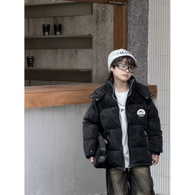 200561童装男童棉衣外套2025冬韩版洋气潮酷加绒加厚棉服连帽外套