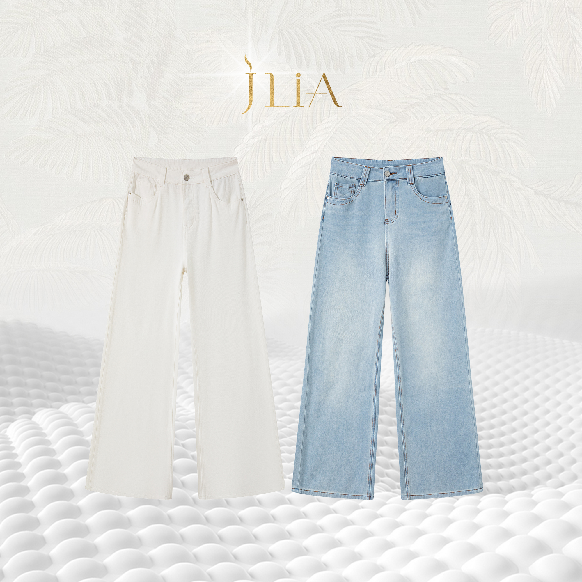 JLIA GOLD-夏季双色可选 极简宽松百搭阔腿高腰牛仔裤