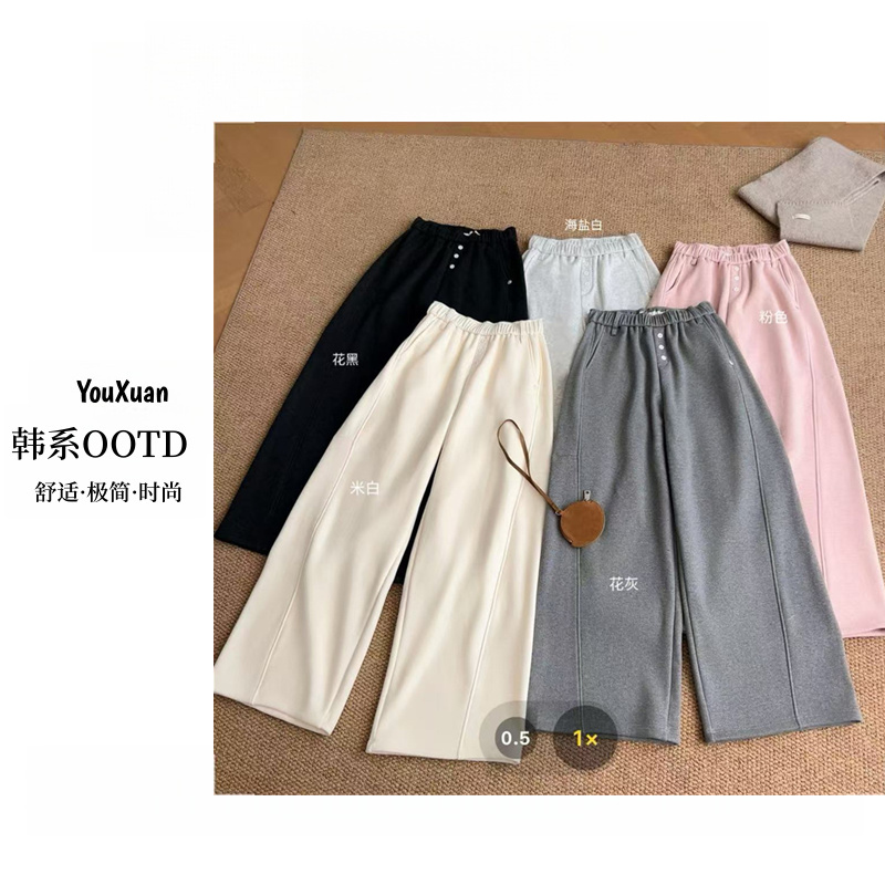 YOUXUAN-[立体设计]2025秋冬新款三颗扣宽松加绒休闲裤BY-251802