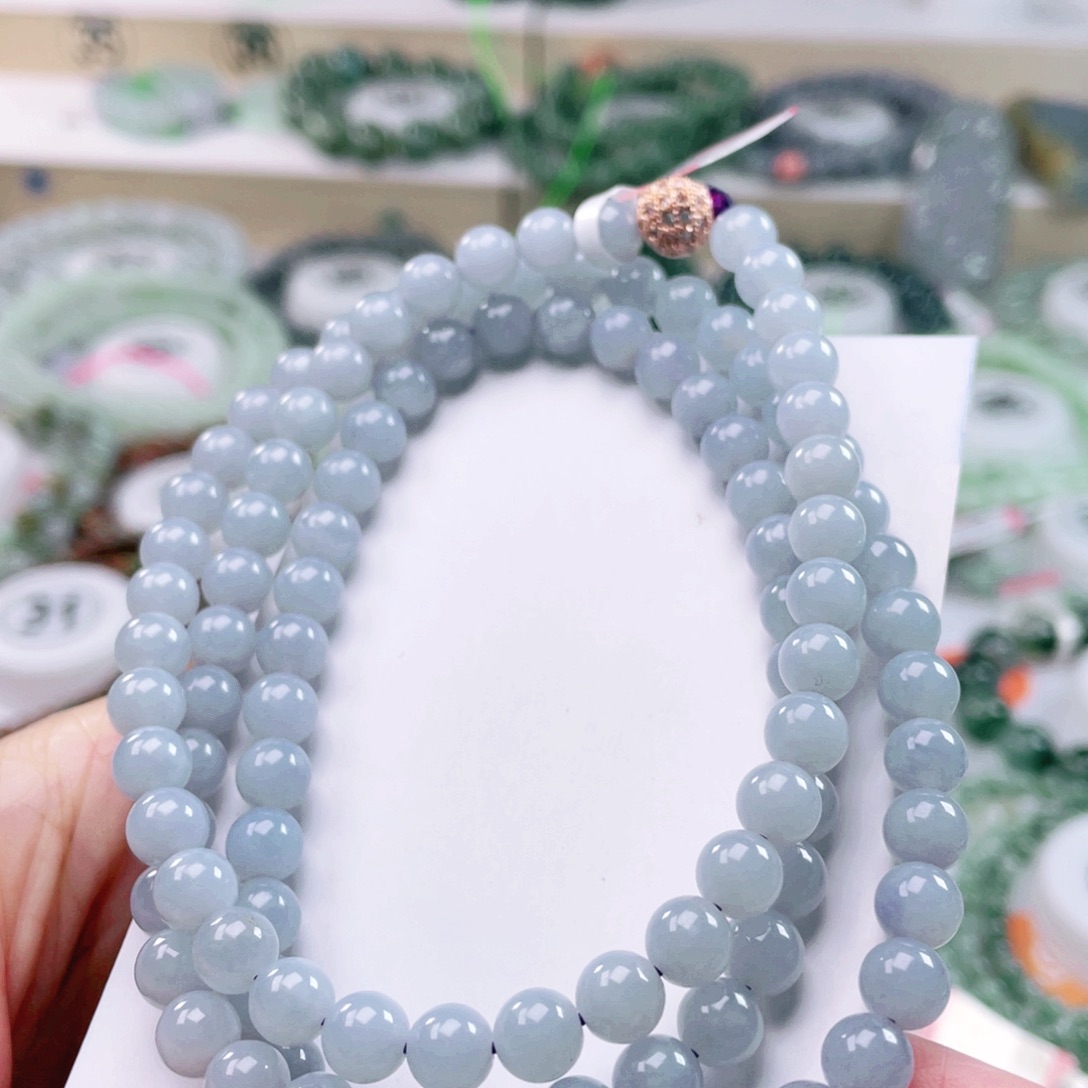 翡翠未镶嵌项链天然翡翠项链6.5mm左右