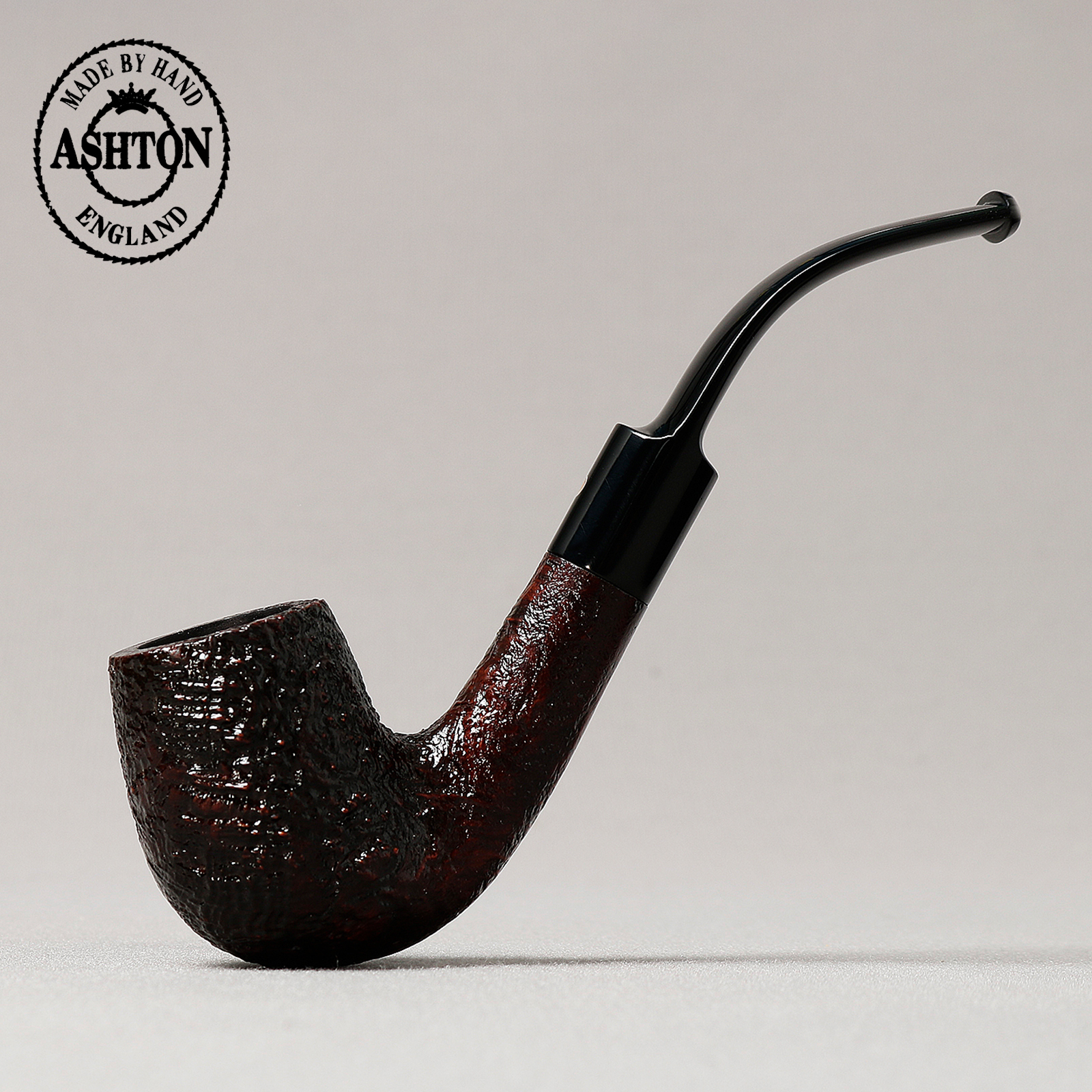 英国阿斯顿 XX 052 深色喷砂弯斗 叼斗 3mm 手工石楠木烟斗