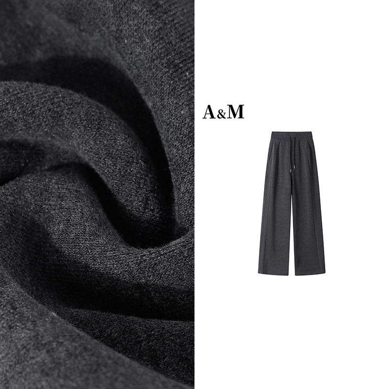 【一条过冬】糯米呢长裤秋冬修身口袋直筒裤休闲裤高腰运动加绒保暖