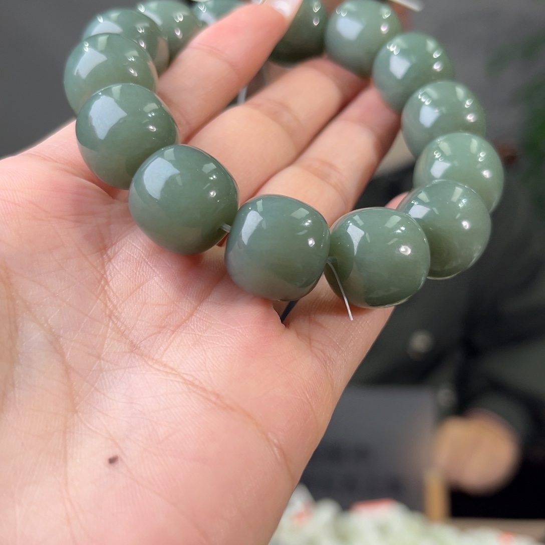 和田玉未镶嵌手链纯天然和田玉新疆且末天空之蓝卡16