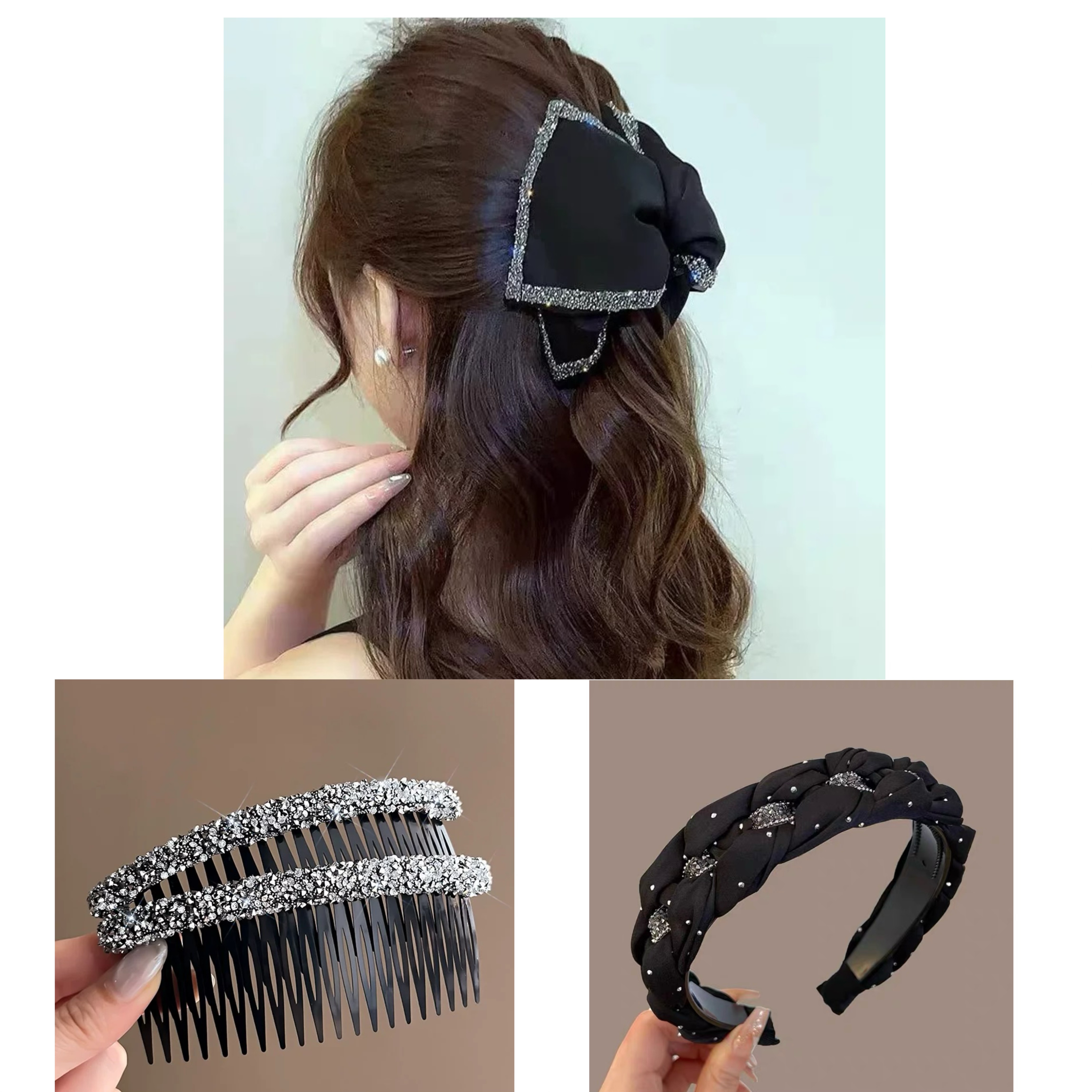 黑色麻花发箍高颅顶发卡女生高级感1090+1112+1366+1366