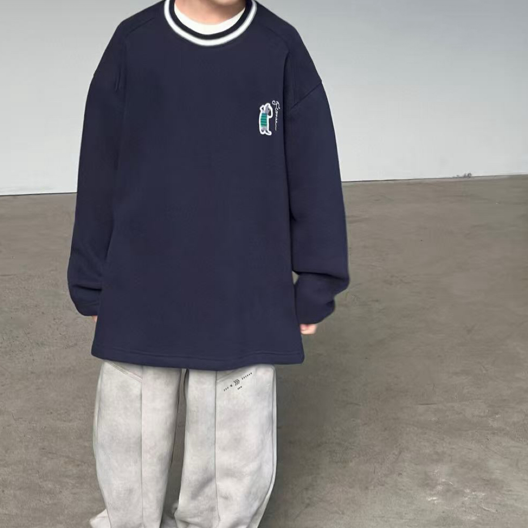 15111高端潮流时尚百搭休闲童装时尚加绒T恤A4-1-4/杏D5-1-4