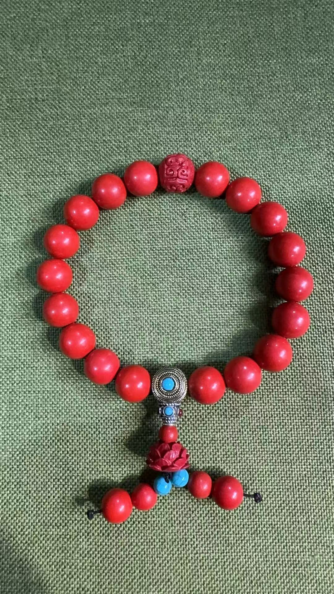 天然辰砂崇莲臻选专属精品莲花手串