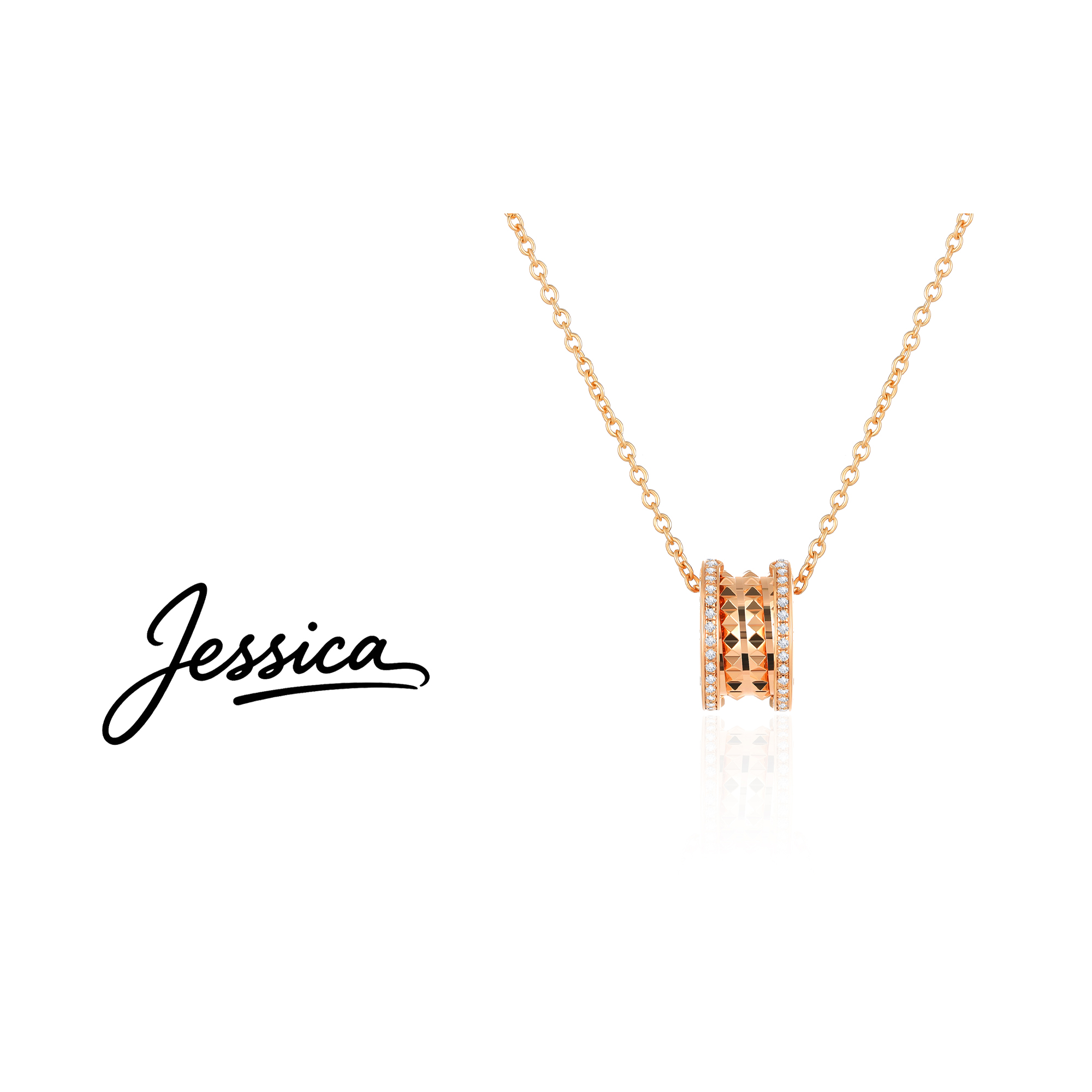  佳西卡 CNC 精工 47厘米 经典宝塔铆钉款满镶项链（JXK95）