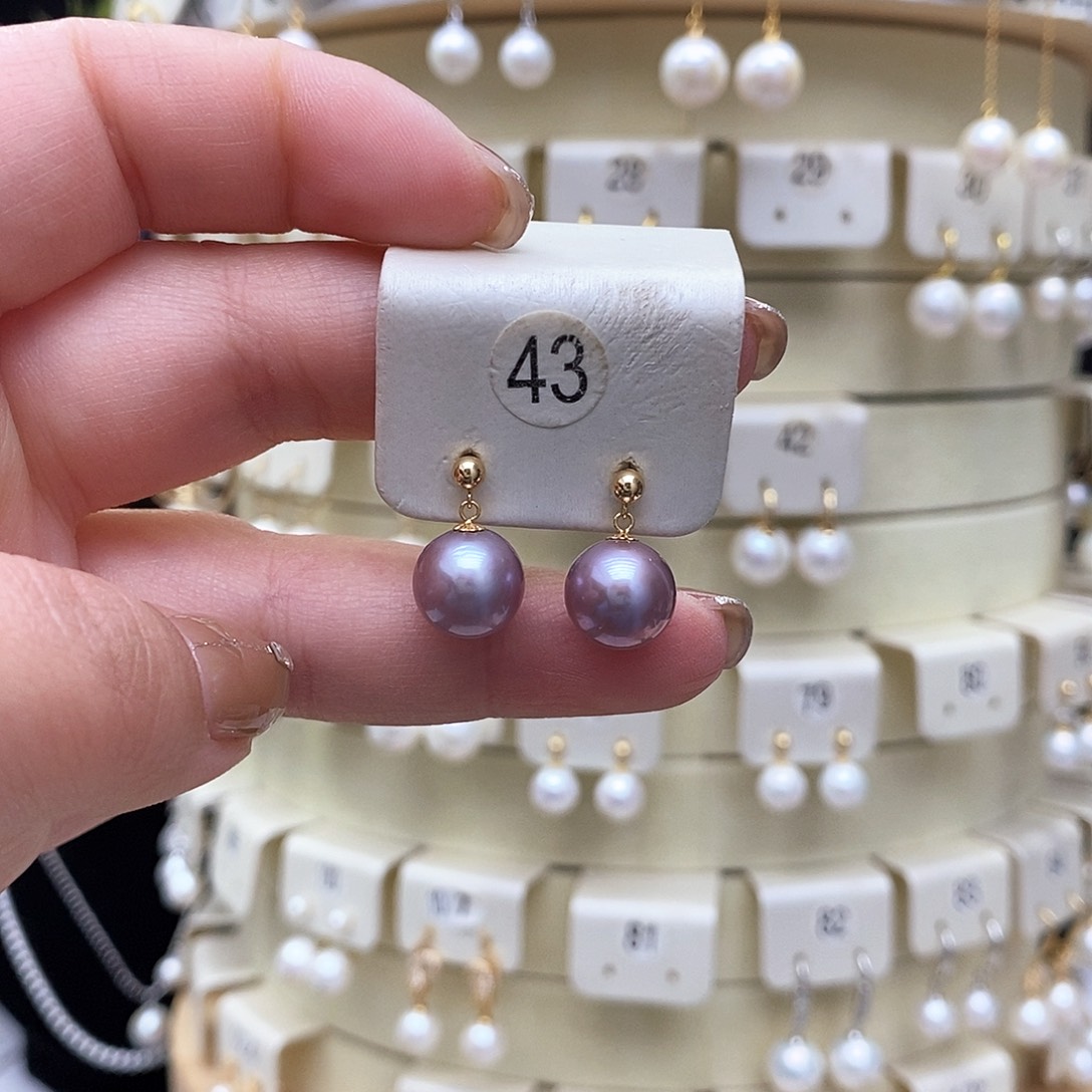 淡水珍珠耳饰18K金镶嵌