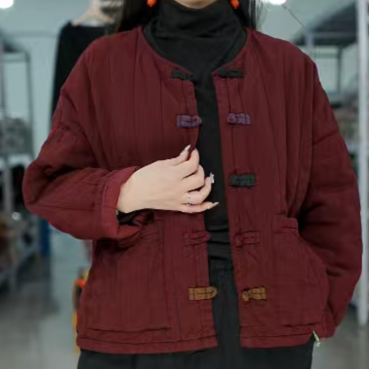 马卡龙盘扣炒色棉衣（胸围140左右）