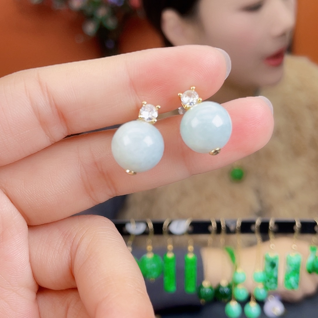 翡翠未镶嵌耳饰饰品