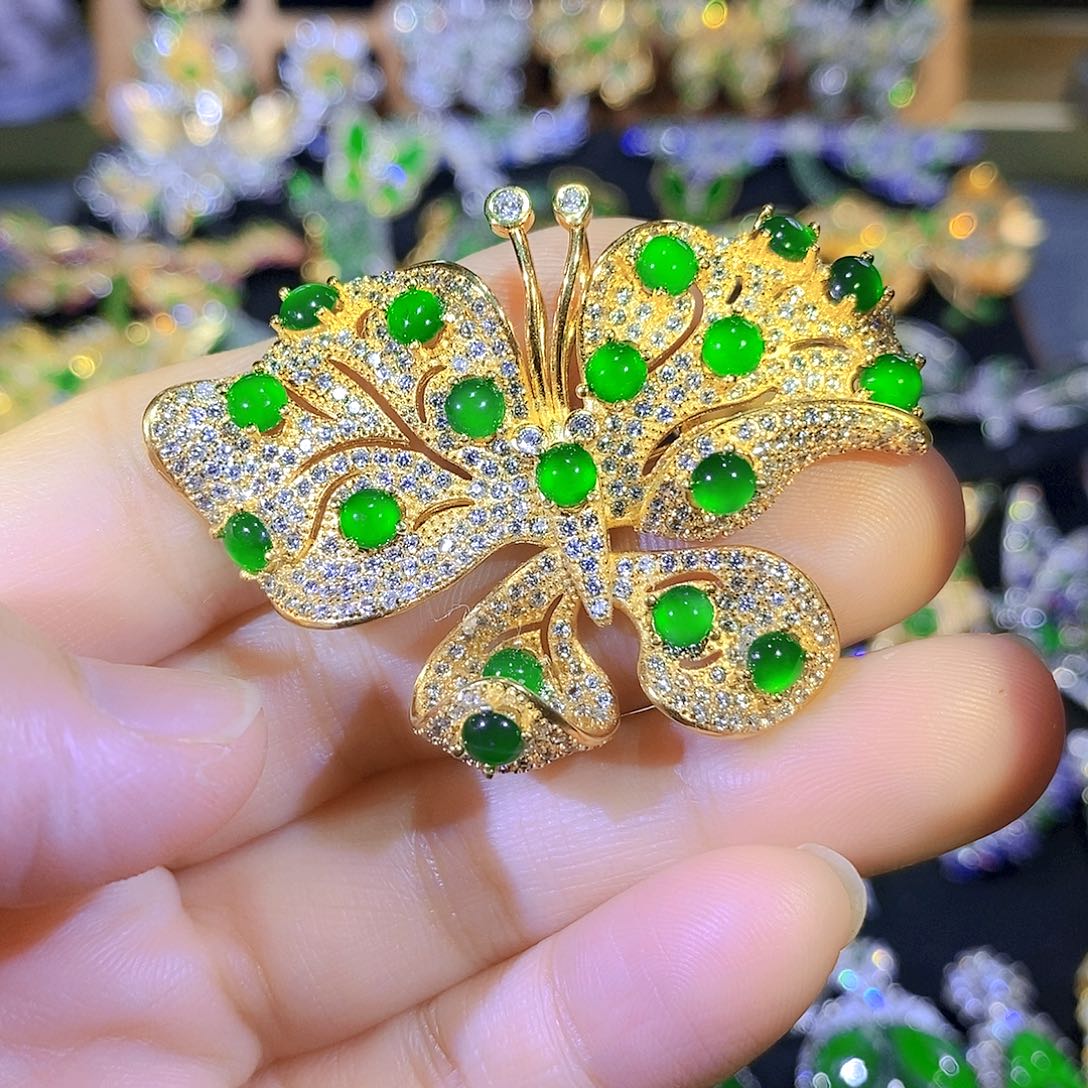 吊坠(不含链)银S925镶嵌翡翠