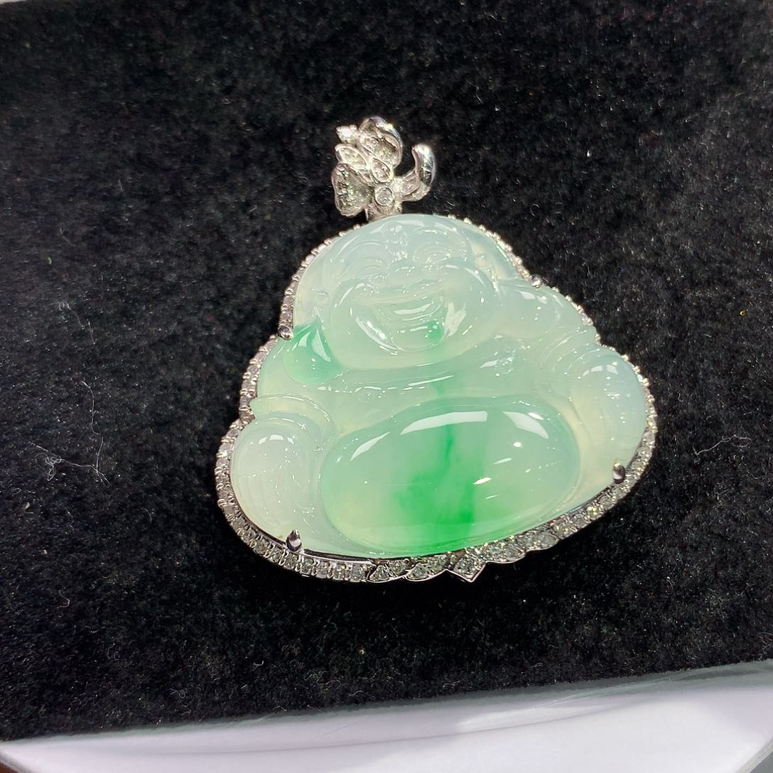 翡翠吊坠(赠链)18K金镶嵌