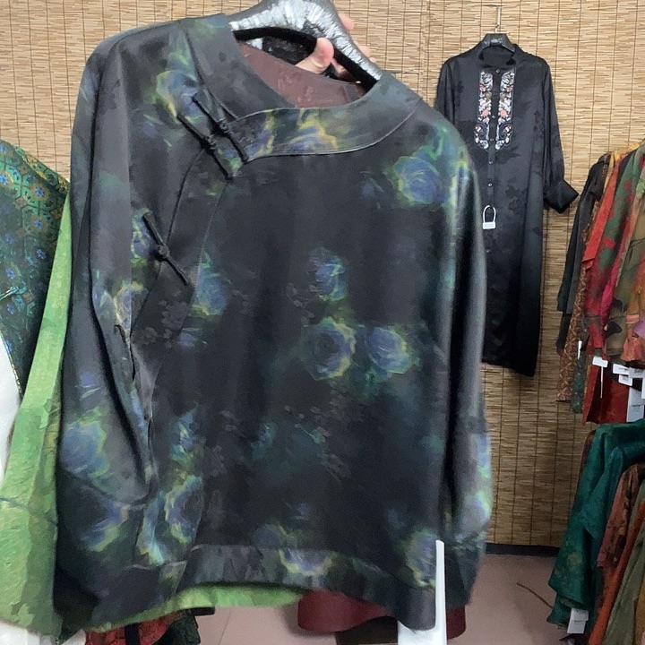 晴***天花罗缎香云纱富婆衫XL