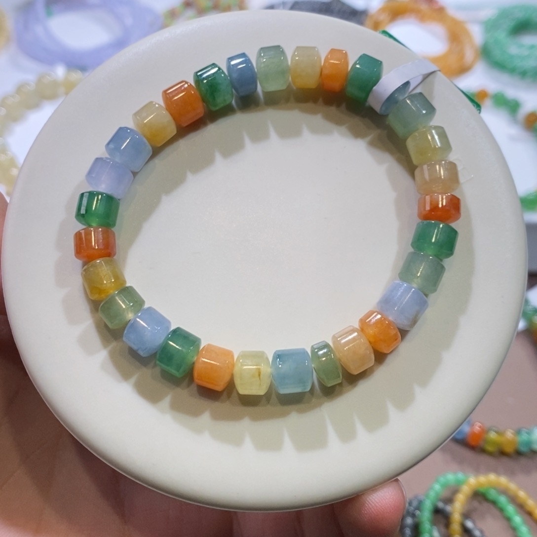 翡翠手链未镶嵌多宝桶珠手串