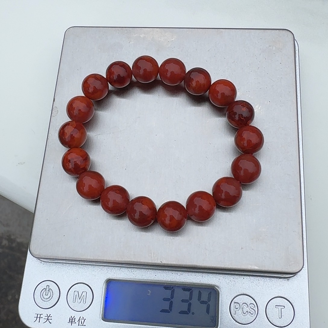 南红玛瑙手链未镶嵌大*原矿南红手串10mm妖火焰