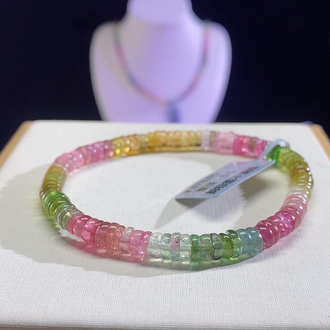 碧玺手链未镶嵌算盘珠