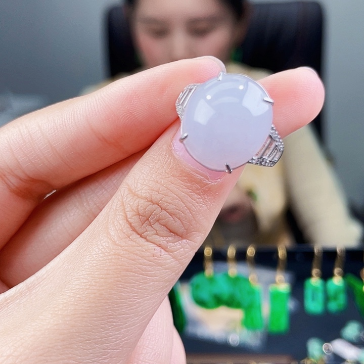 翡翠戒指银S925镶嵌饰品