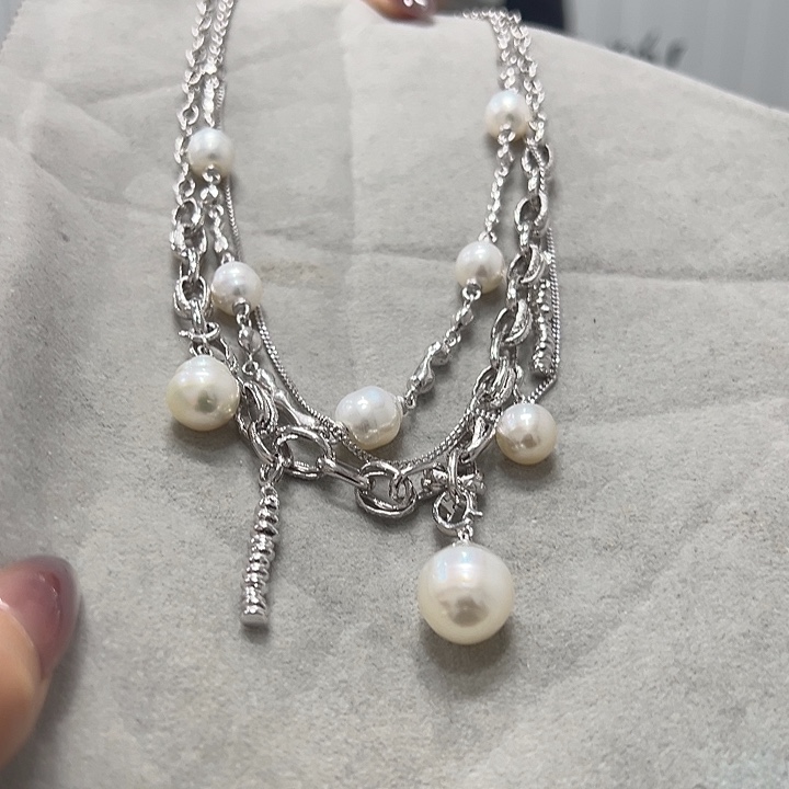 颈饰银S925镶嵌海水珍珠千*～