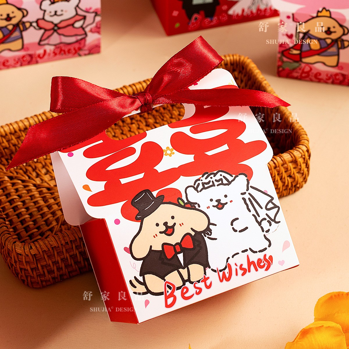 结婚喜糖盒新款含糖婚礼桌糖平板发货婚庆宾客回礼搭配糖果套装