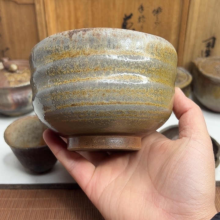 备前烧，川上忠美抹茶碗，