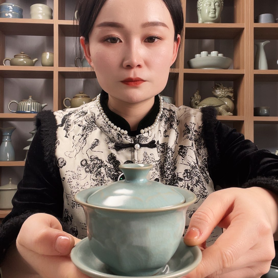 仿古三才元宝盖碗孤品捡漏