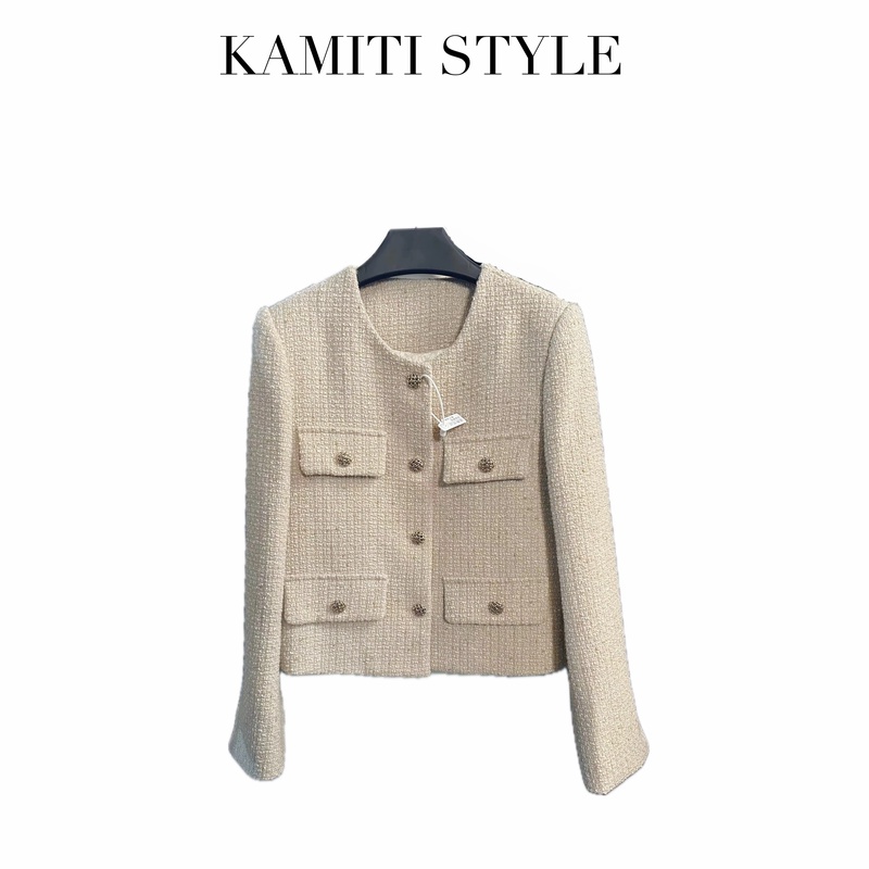 【玛奇朵】2024年早秋小香风法式女名媛粗花呢上衣短外套