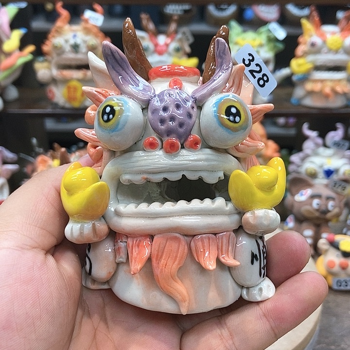 摆件直播间手工抽象陶瓷摆件328