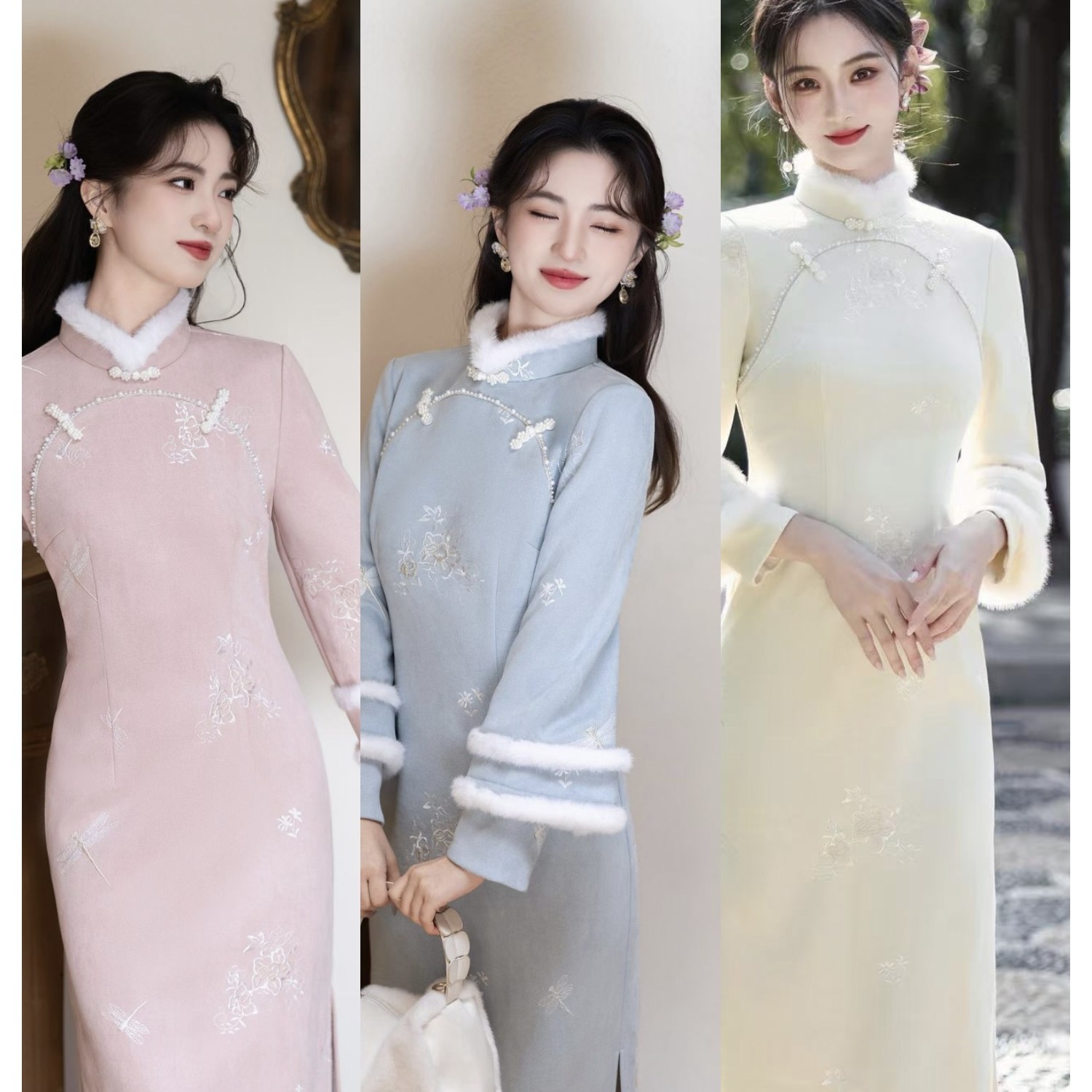 风华《灵落》冬季三色新中式气质修身显瘦日常改良旗袍中长连衣裙