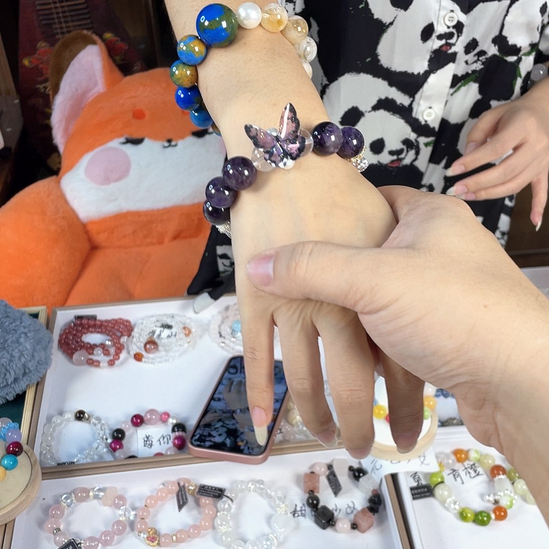 水晶手链银S925镀金镶嵌