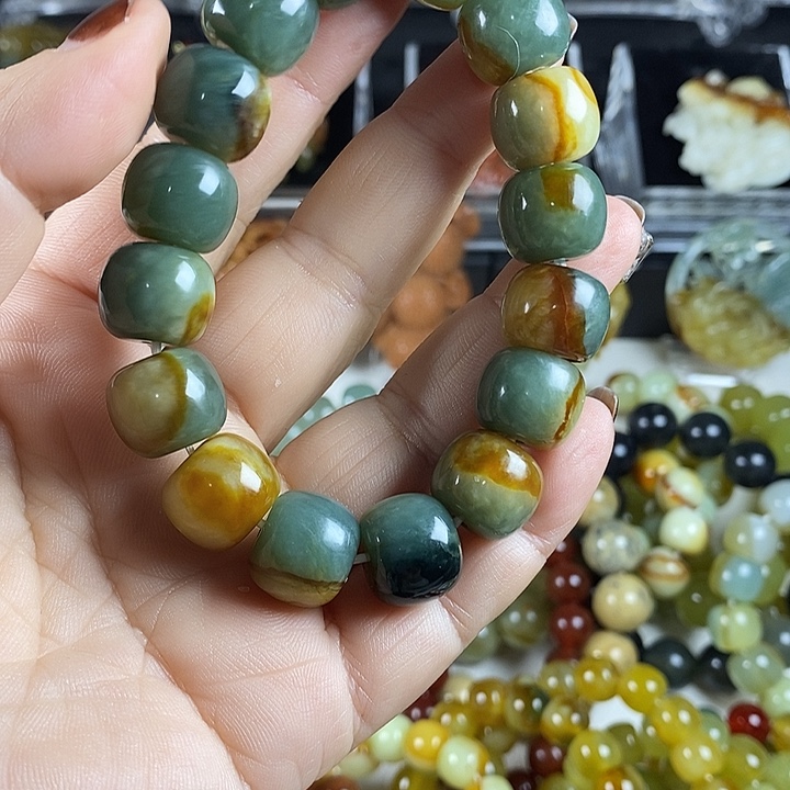 t***g蛇纹石玉未镶嵌手串