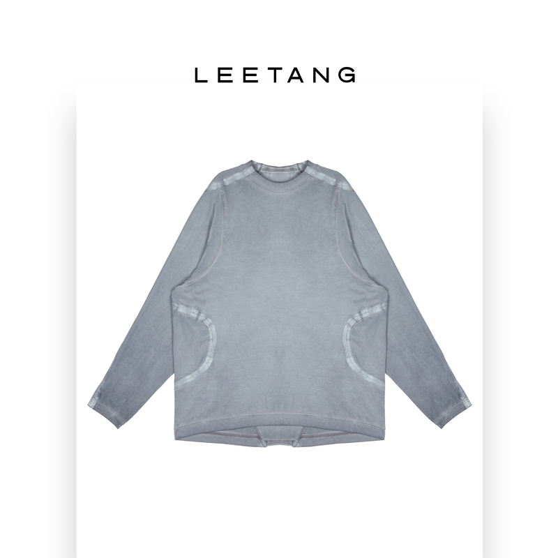 【LEETANG】休闲宽松拼接水洗长袖T恤LT-ZS310