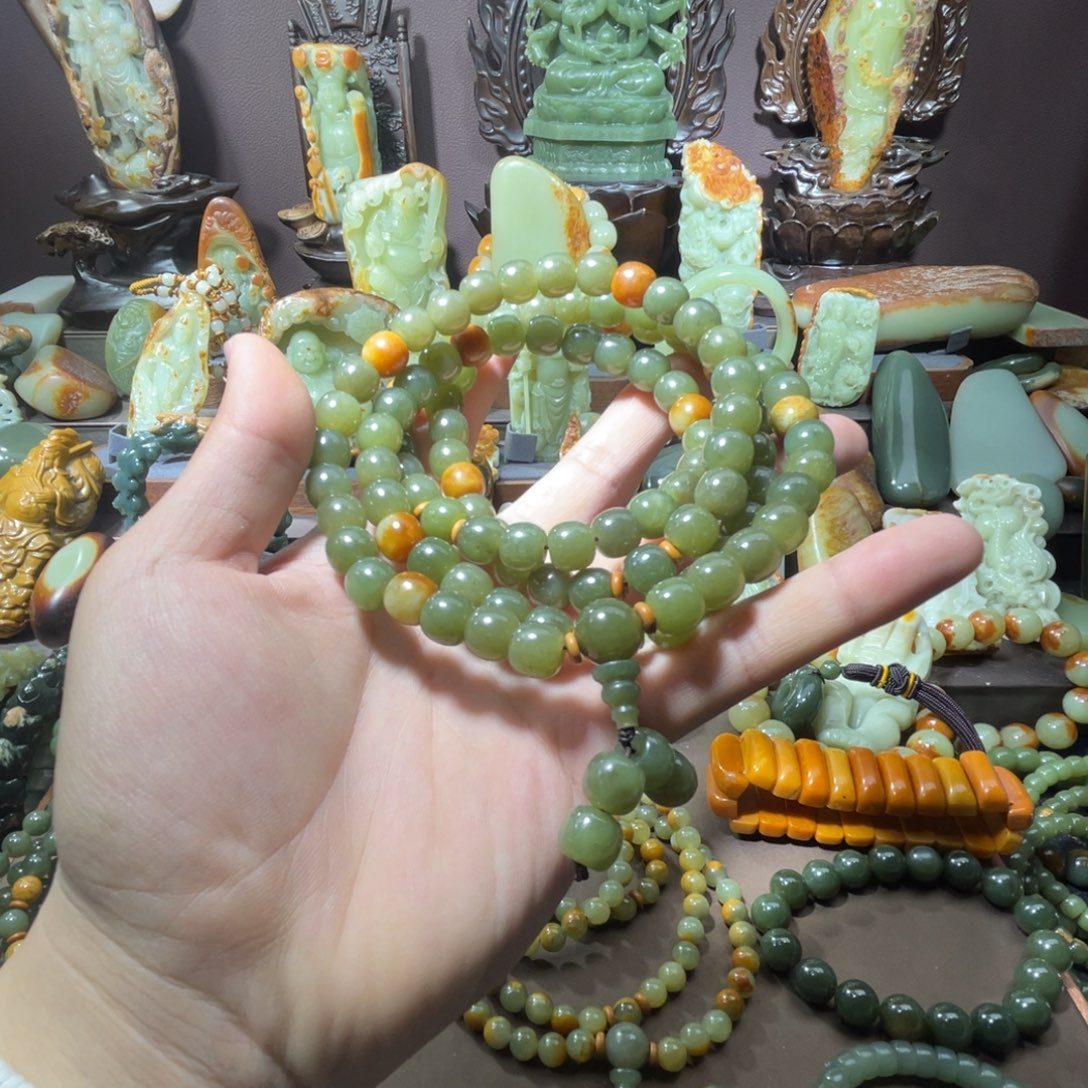 透闪石质玉108未镶嵌