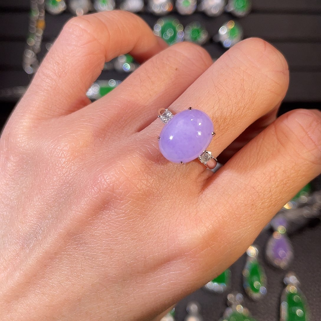 翡翠18K金镶嵌吊坠(不含链)蛋面戒指