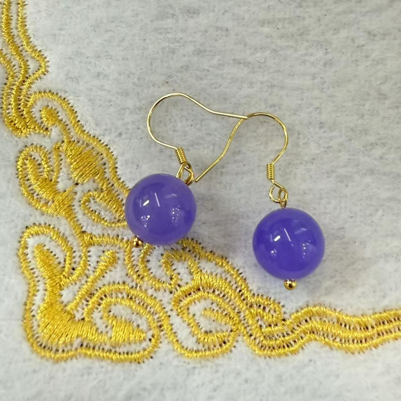 紫玉髓单珠耳钩10m*（多样性发一件）