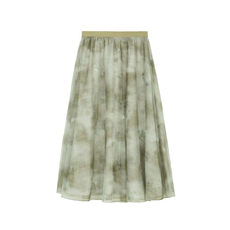 圣迪奥气质百搭设计师休闲印花渐变扎染女装半身裙S242Z1124