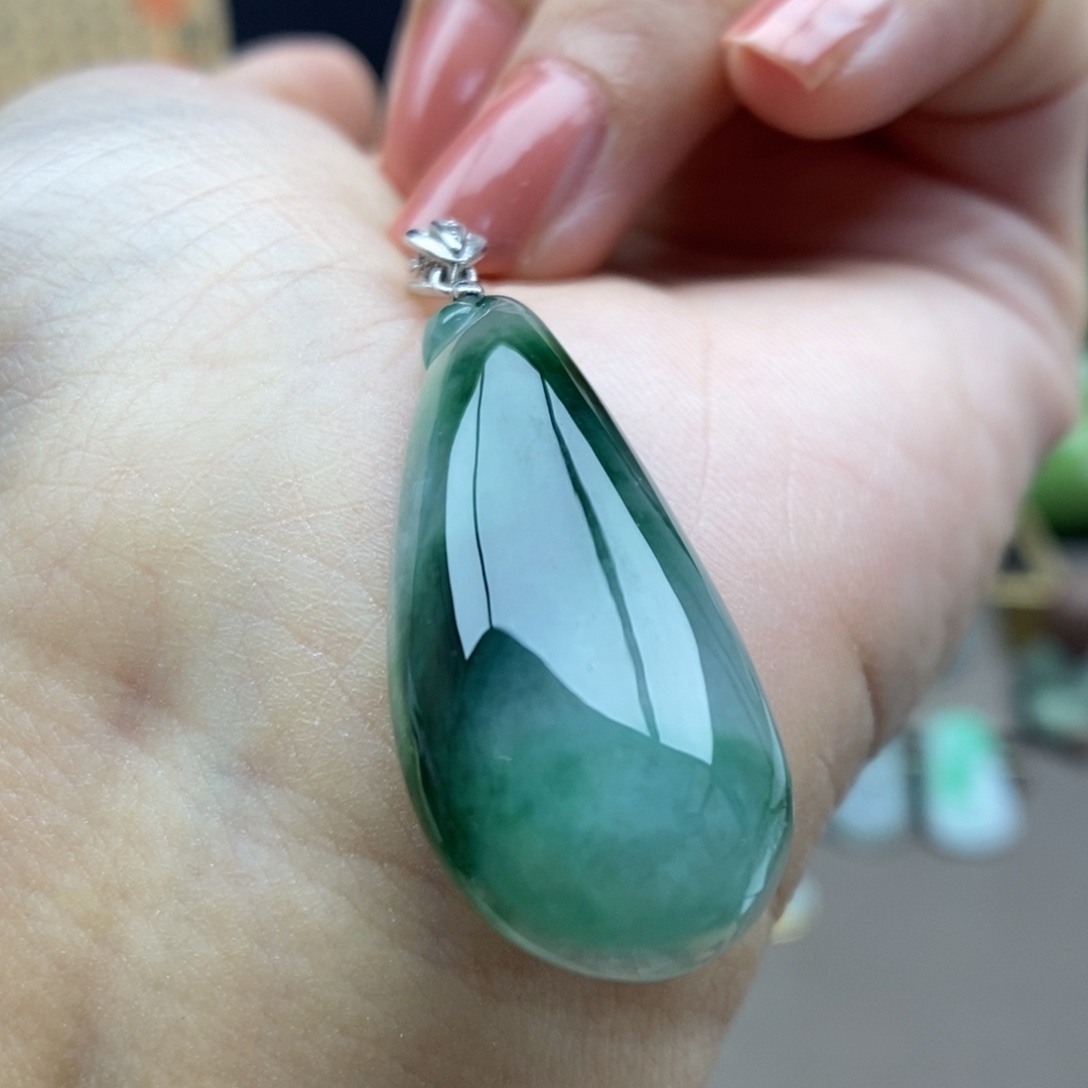 翡翠银S925镶嵌颈饰吊坠18