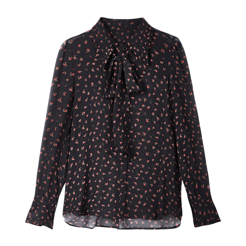 【念一】优雅甜美衬衫法式系带玫瑰碎花上衣N1303