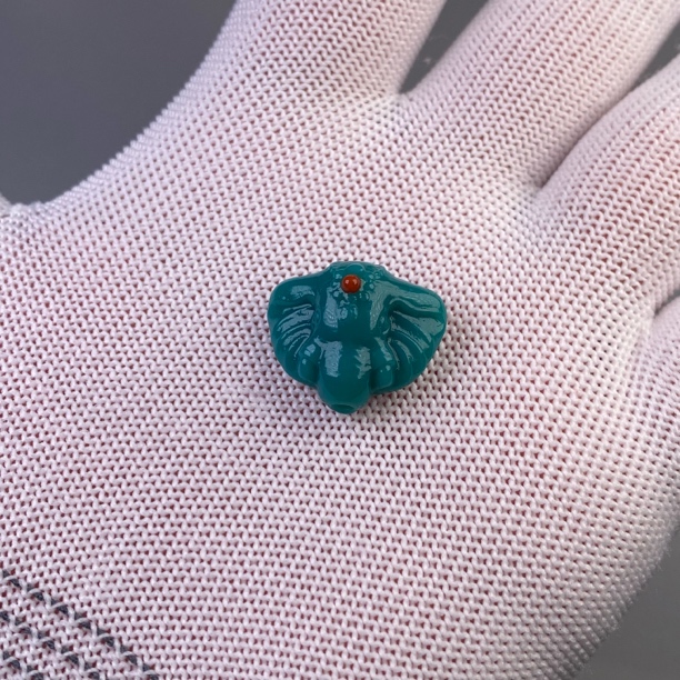 精工雪巴琉璃象神背云三通顶珠腰珠星月百香文玩配饰