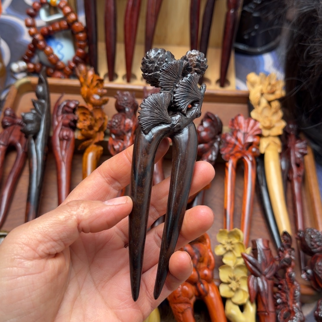 M***y香榧木酸枝松叶双钗手工制作