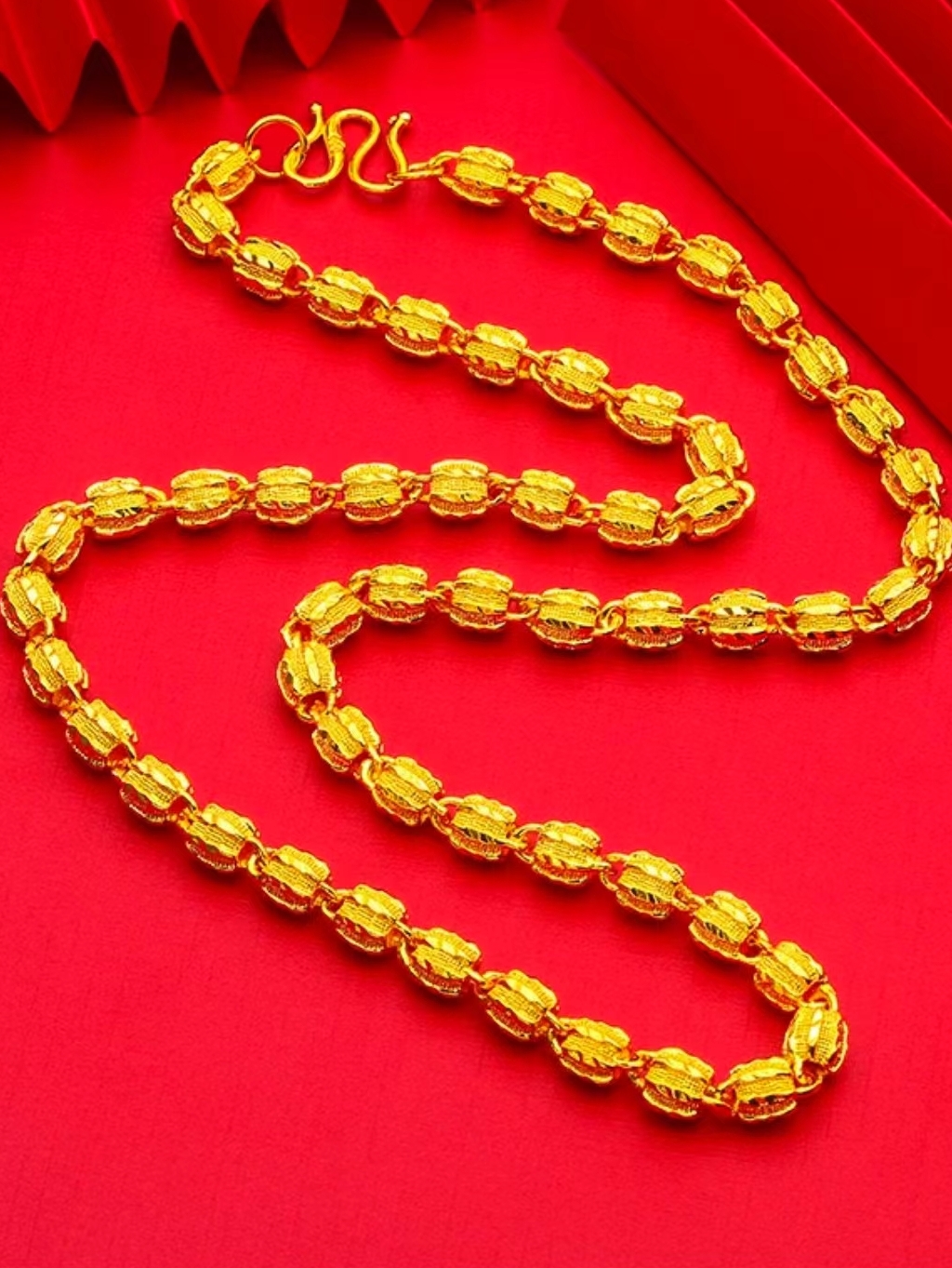 合金项链 【核桃项链】男款男士经典金色精美素款大气霸气时尚坠链 