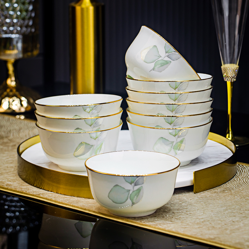 春之意4.5英寸金钟碗8个（拍下再送2个）景德镇家用陶瓷碗盘餐具