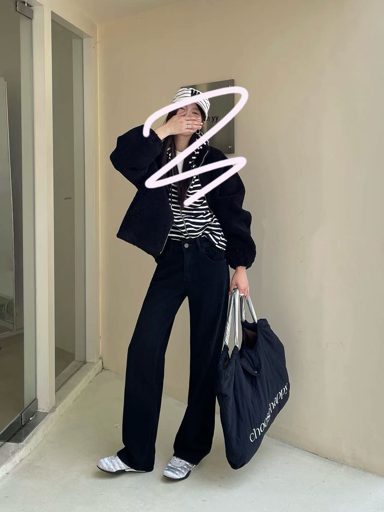 SU【902】代85 愫洋  加绒窄版直筒牛仔裤2025新款黑色中小个子阔腿